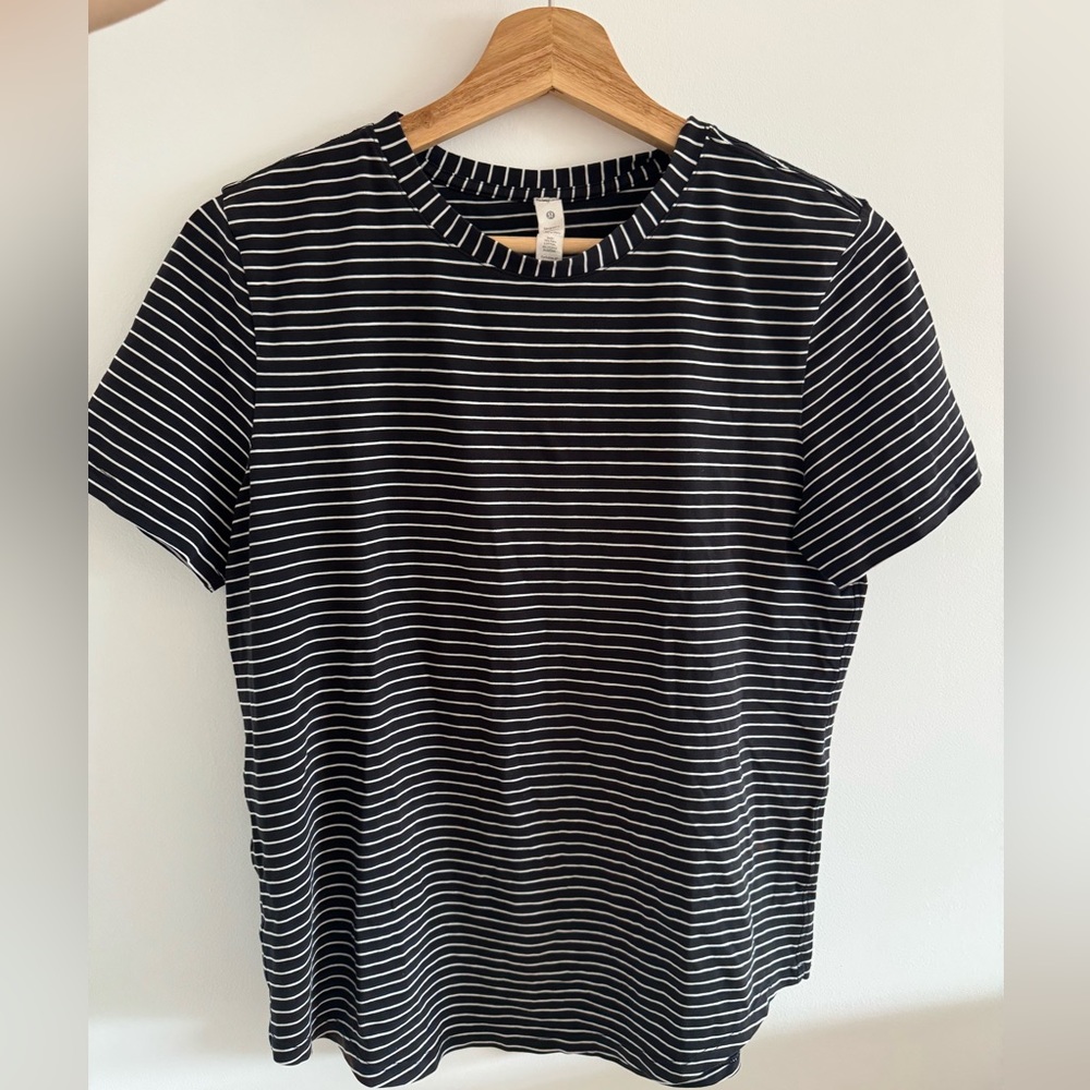Lululemon Athletica Black and White Striped Top